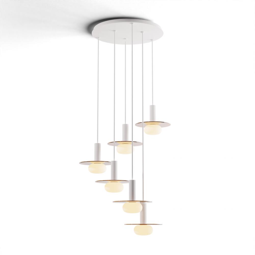 Combi Pendant 6&#34; Circular 6 Combo Matte White with Matte White Canopy
