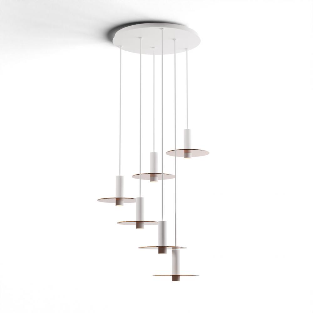 Combi Pendant 6&#34; Circular 6 Combo Matte White with Matte White Canopy