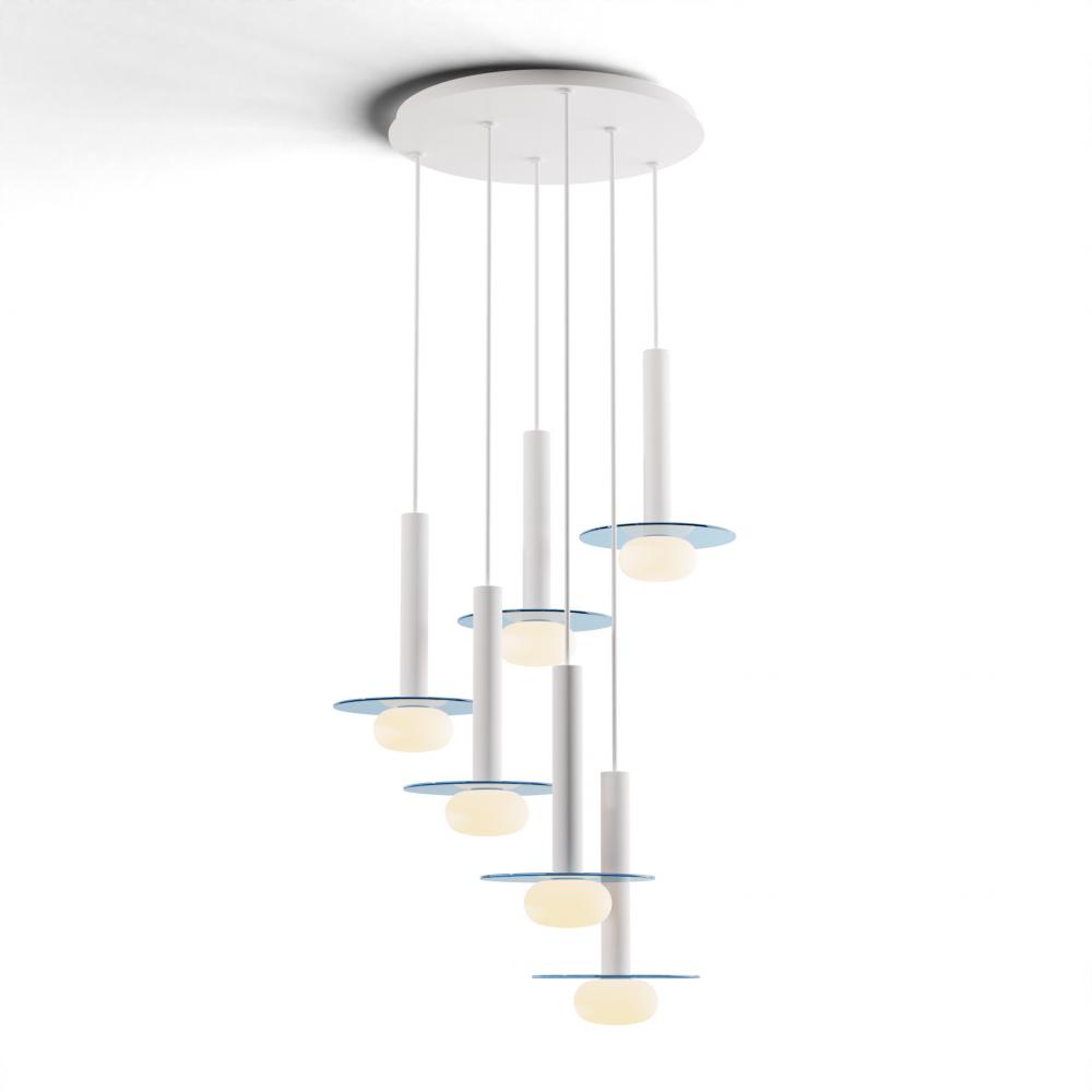 Combi Pendant 12&#34; Circular 6 Combo Matte White with Matte White Canopy