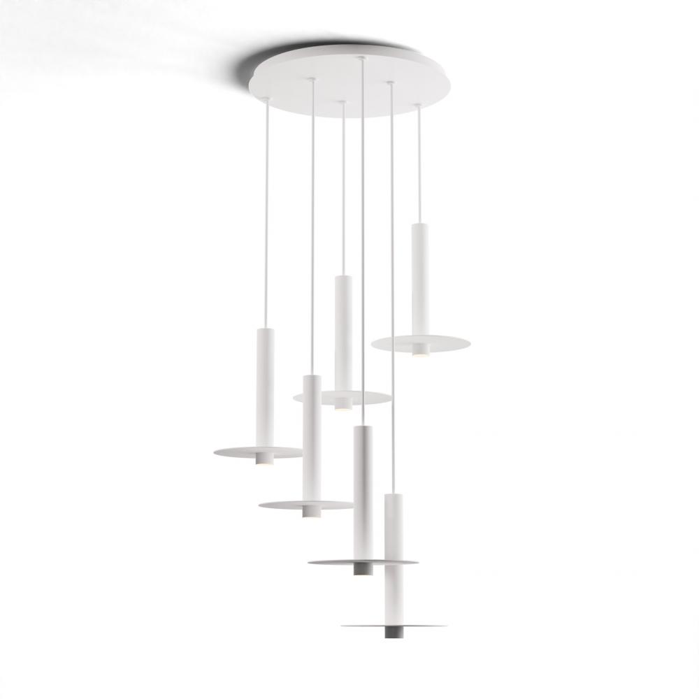 Combi Pendant 12&#34; Circular 6 Combo Matte White with Matte White Canopy