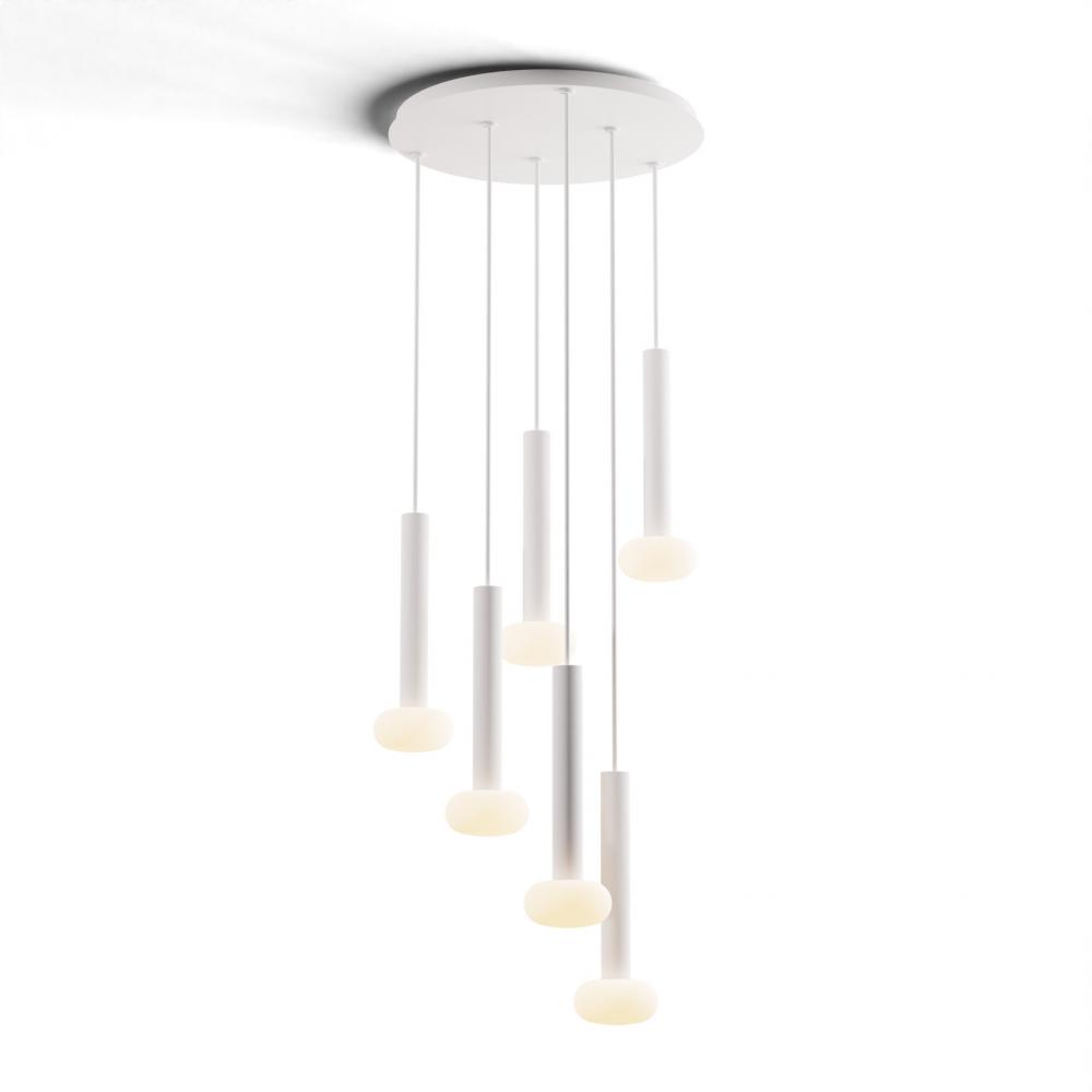 Combi Pendant 12&#34; Circular 6 Combo Matte White with Matte White Canopy