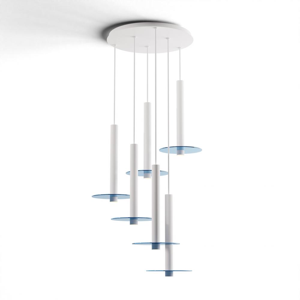 Combi Pendant 16&#34; Circular 6 Combo Matte White with Matte White Canopy