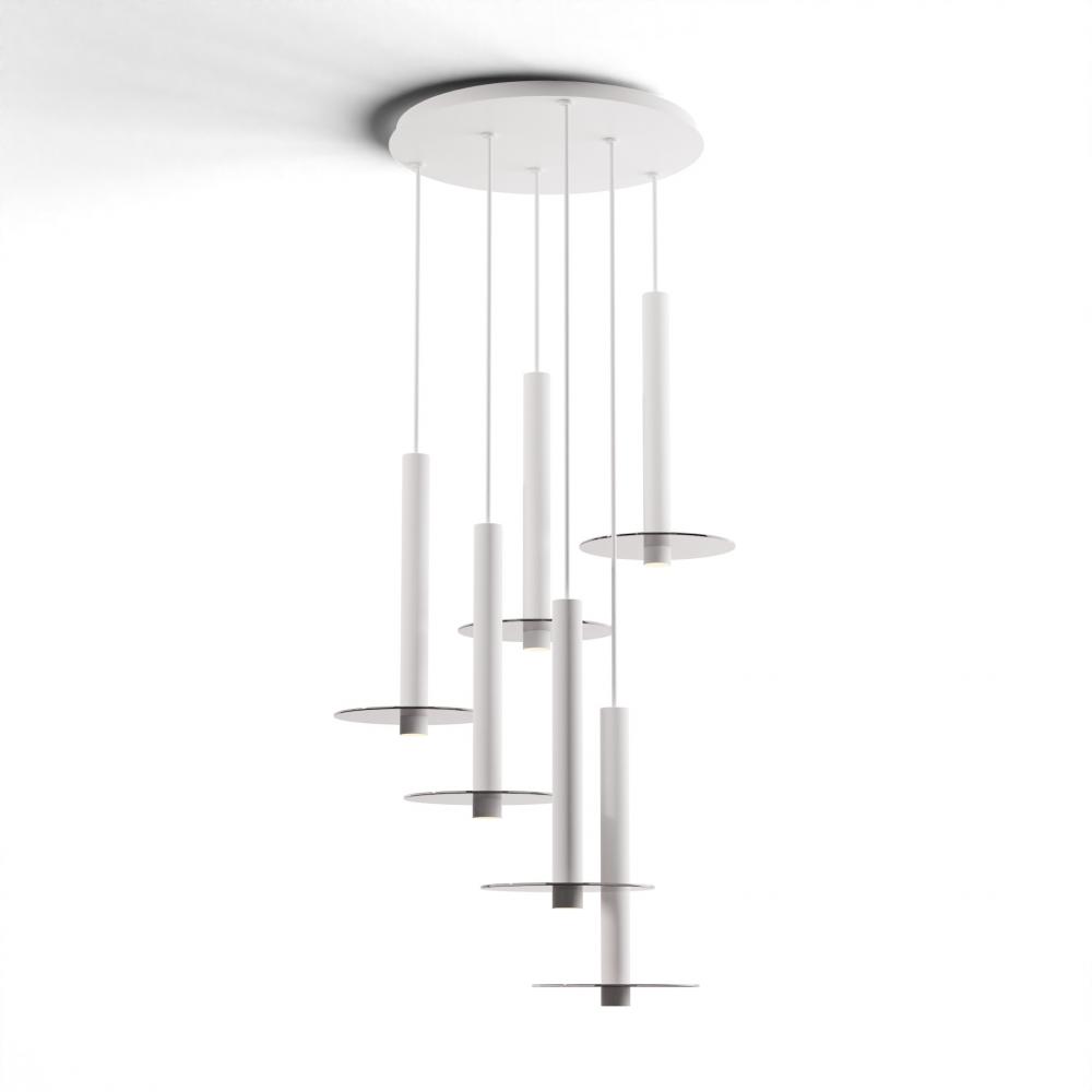 Combi Pendant 16&#34; Circular 6 Combo Matte White with Matte White Canopy