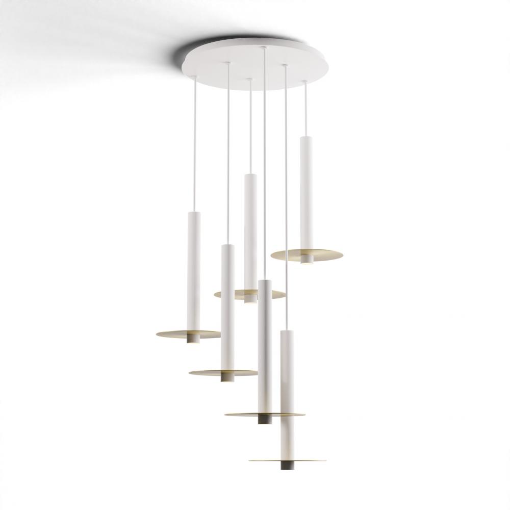 Combi Pendant 16&#34; Circular 6 Combo Matte White with Matte White Canopy