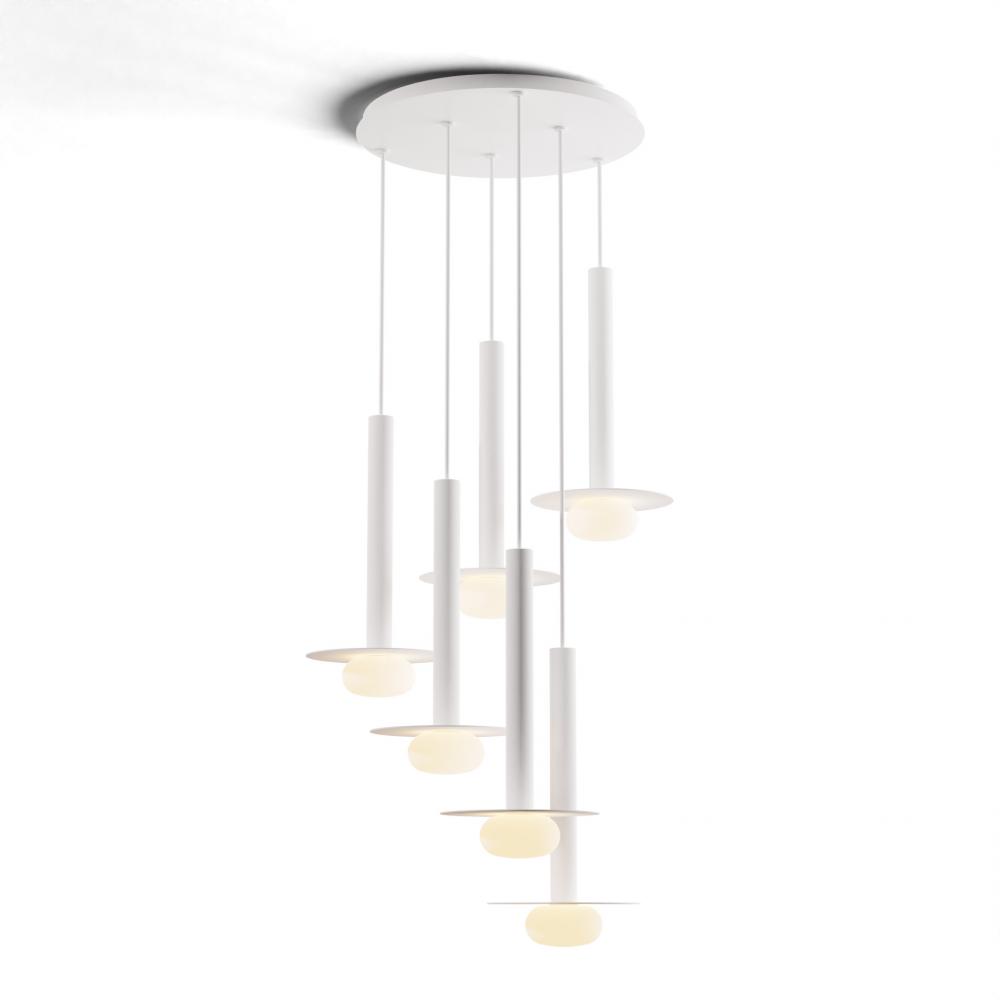 Combi Pendant 16&#34; Circular 6 Combo Matte White with Matte White Canopy