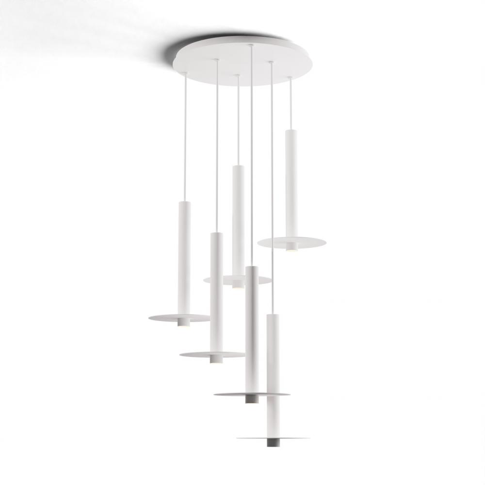 Combi Pendant 16&#34; Circular 6 Combo Matte White with Matte White Canopy