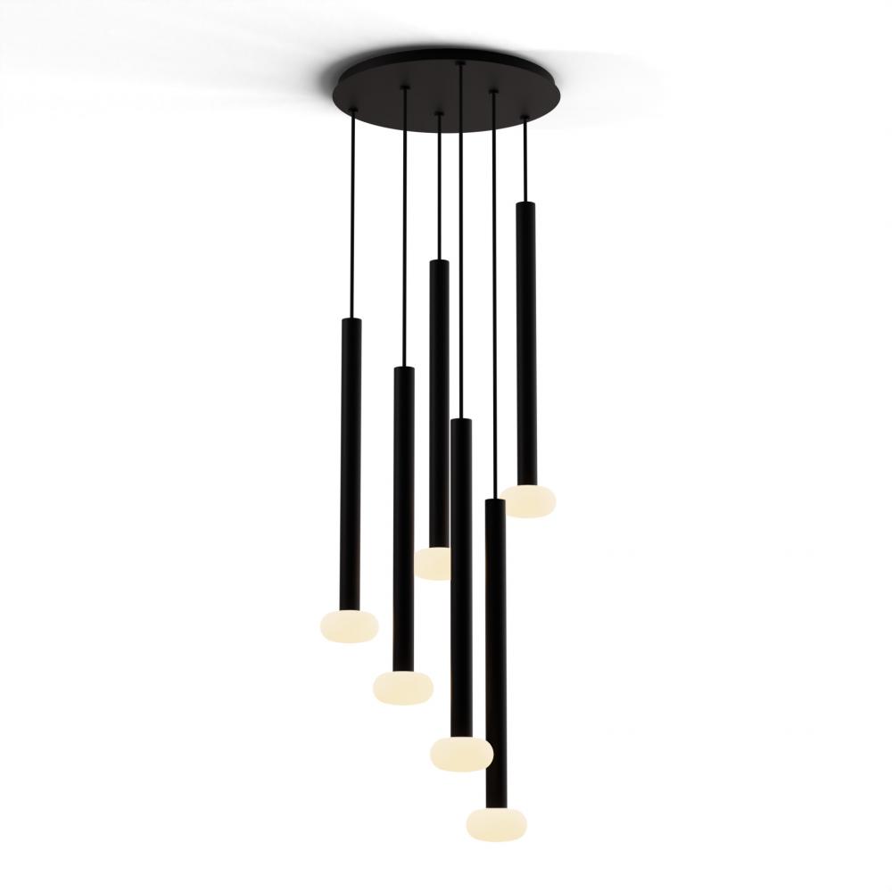 Combi Pendant 24&#34; Circular 6 Combo Matte Black with Matte Black Canopy