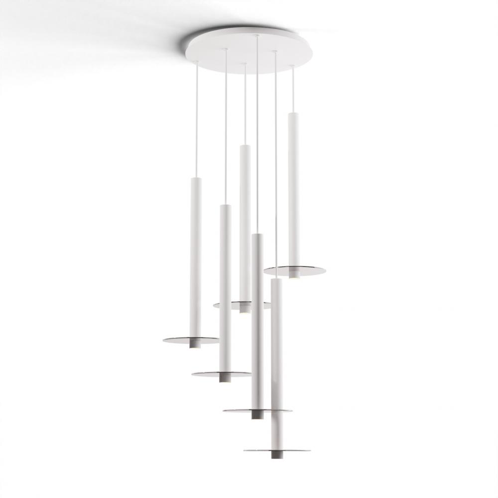 Combi Pendant 24&#34; Circular 6 Combo Matte White with Matte White Canopy