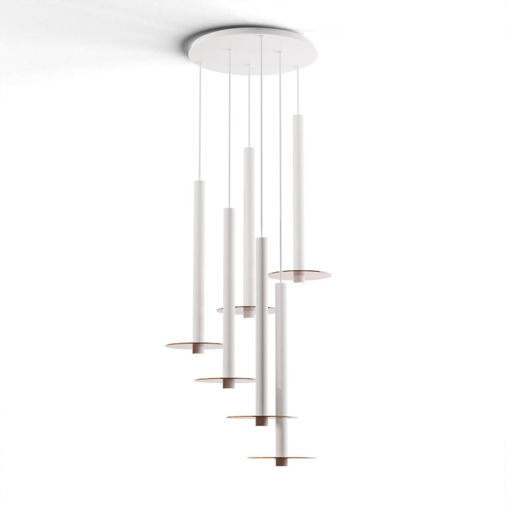Combi Pendant 24&#34; Circular 6 Combo Matte White with Matte White Canopy