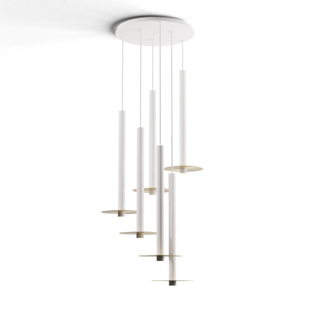Combi Pendant 24&#34; Circular 6 Combo Matte White with Matte White Canopy