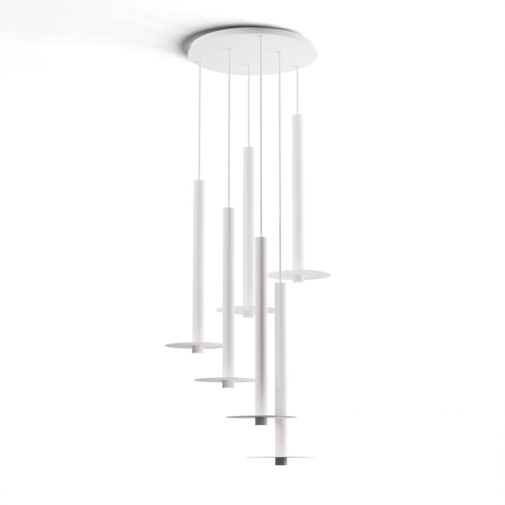 Combi Pendant 24&#34; Circular 6 Combo Matte White with Matte White Canopy