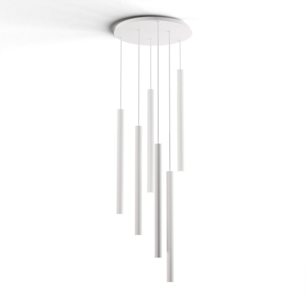 Combi Pendant 24&#34; Circular 6 Combo Matte White with Matte White Canopy