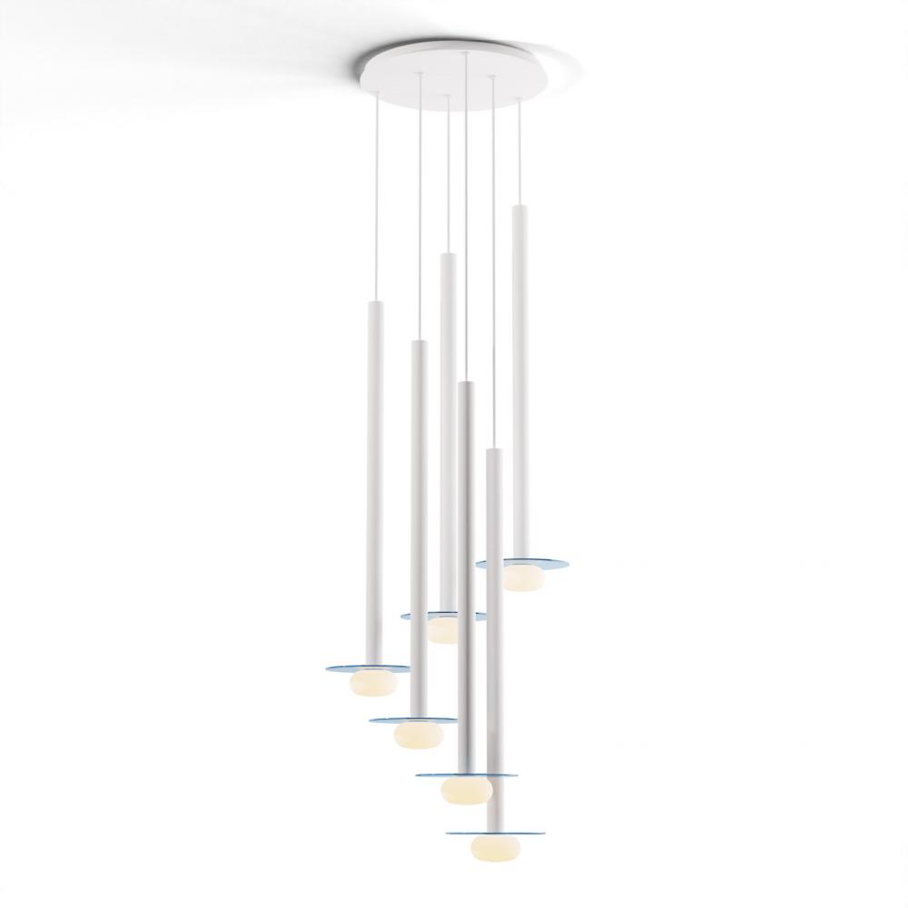 Combi Pendant 36&#34; Circular 6 Combo Matte White with Matte White Canopy