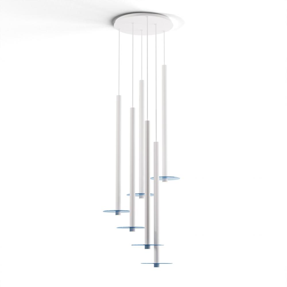 Combi Pendant 36&#34; Circular 6 Combo Matte White with Matte White Canopy