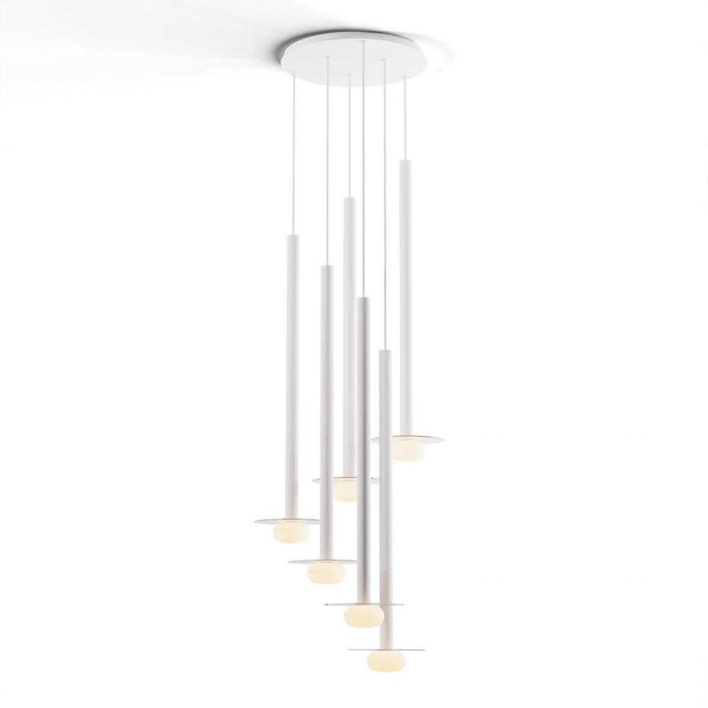 Combi Pendant 36&#34; Circular 6 Combo Matte White with Matte White Canopy