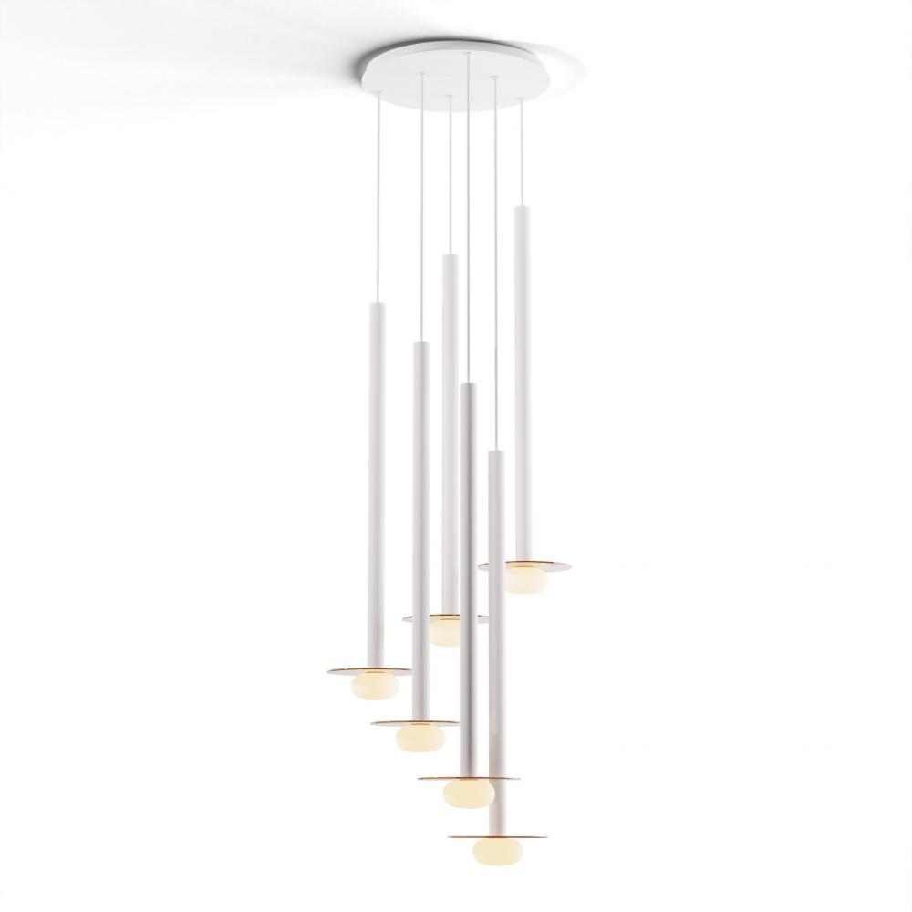 Combi Pendant 36&#34; Circular 6 Combo Matte White with Matte White Canopy