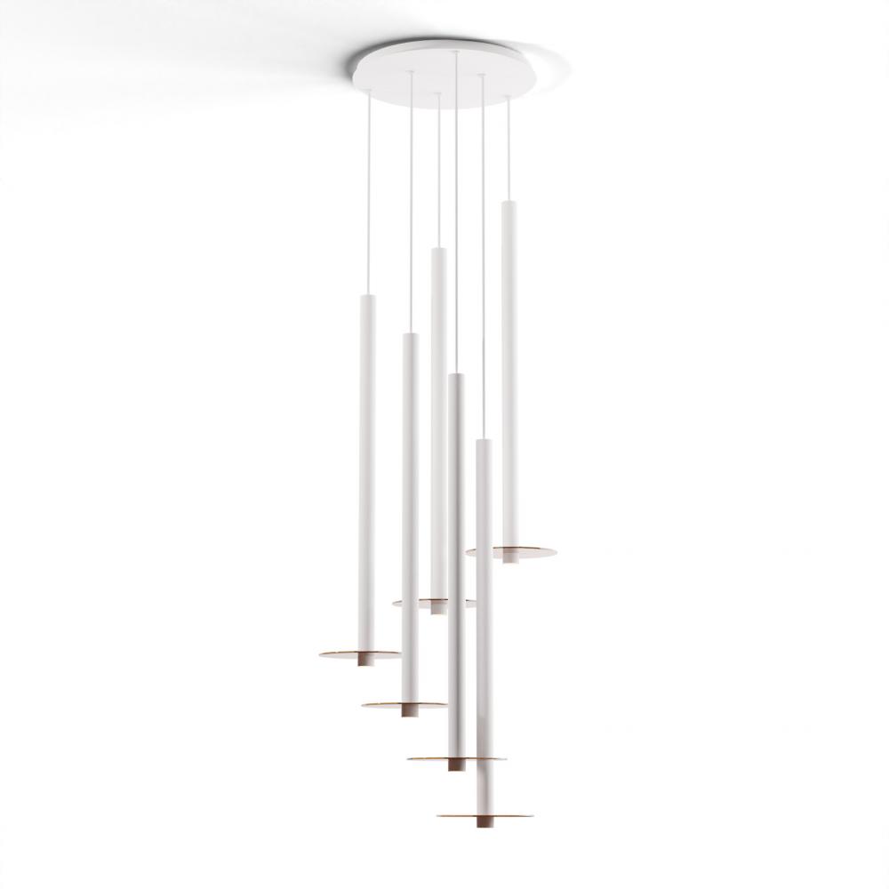 Combi Pendant 36&#34; Circular 6 Combo Matte White with Matte White Canopy