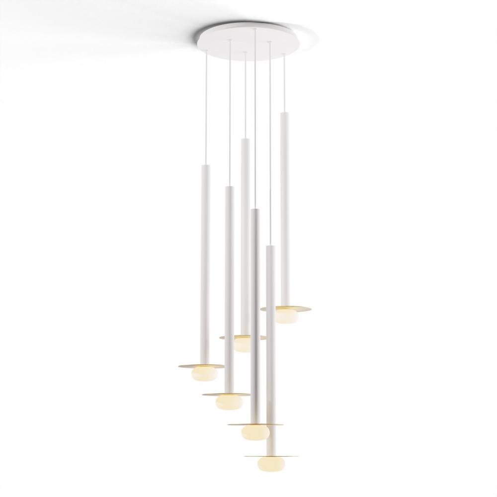 Combi Pendant 36&#34; Circular 6 Combo Matte White with Matte White Canopy