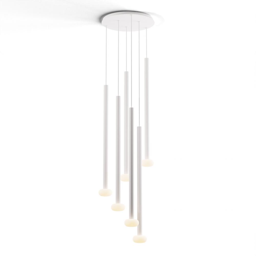 Combi Pendant 36&#34; Circular 6 Combo Matte White with Matte White Canopy