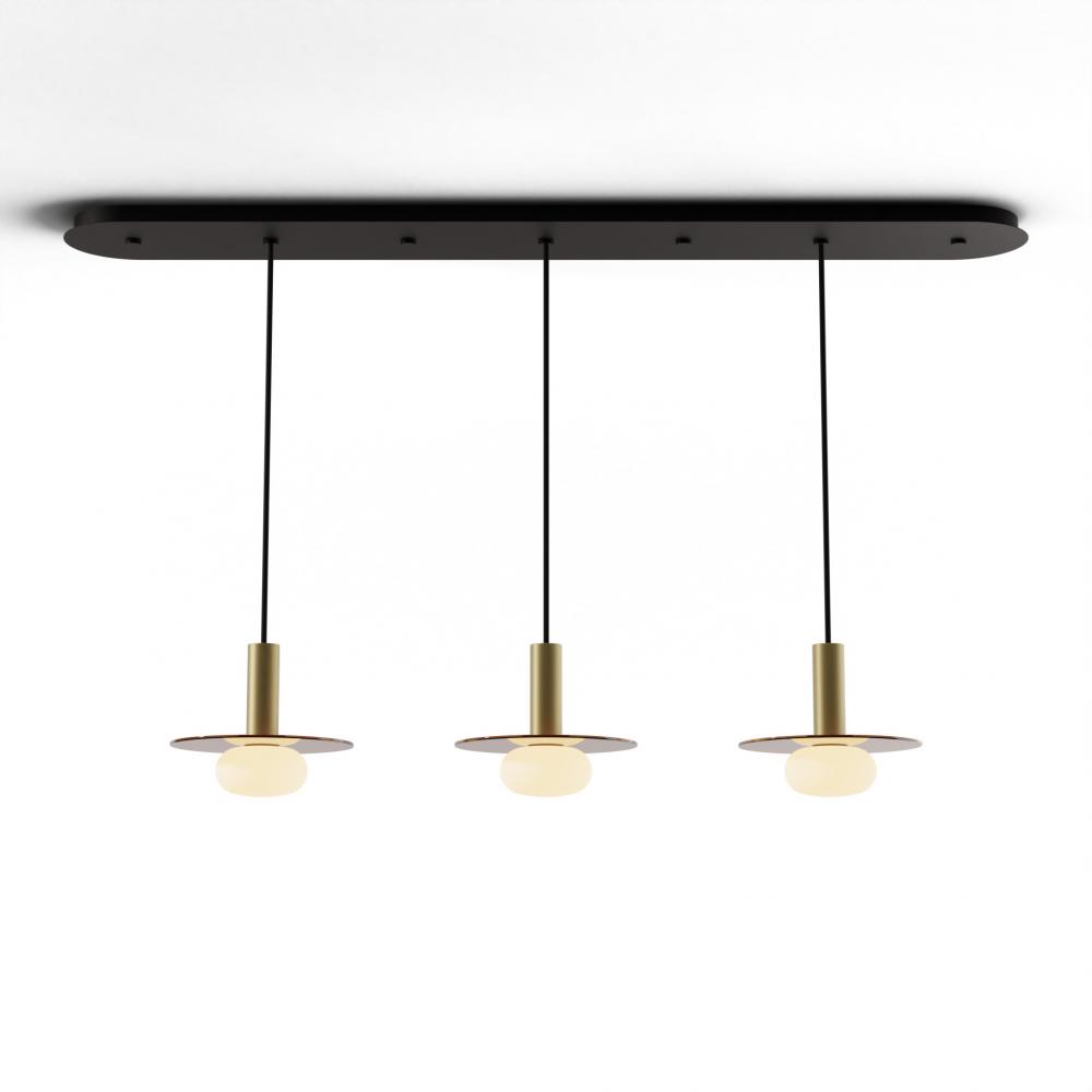 Combi Pendant 6&#34; Linear 3 Combo Brass with Matte Black Canopy