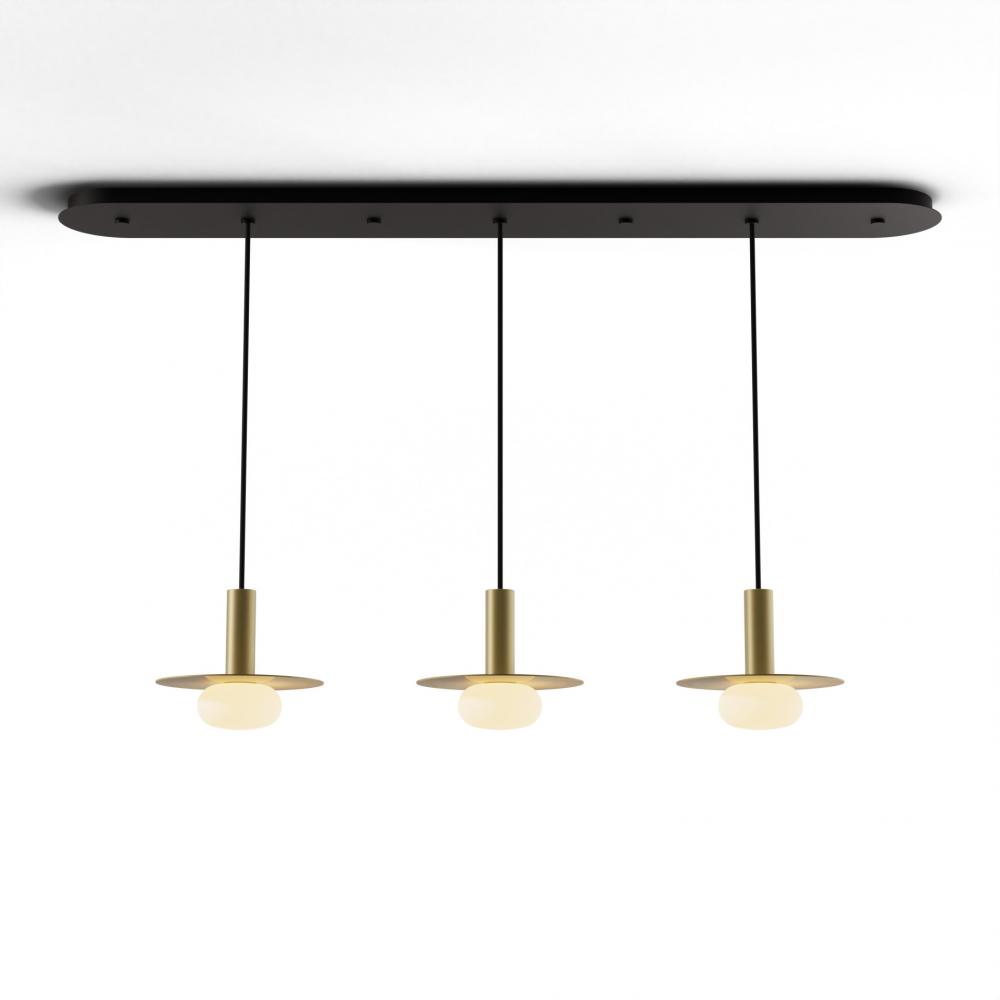 Combi Pendant 6&#34; Linear 3 Combo Brass with Matte Black Canopy