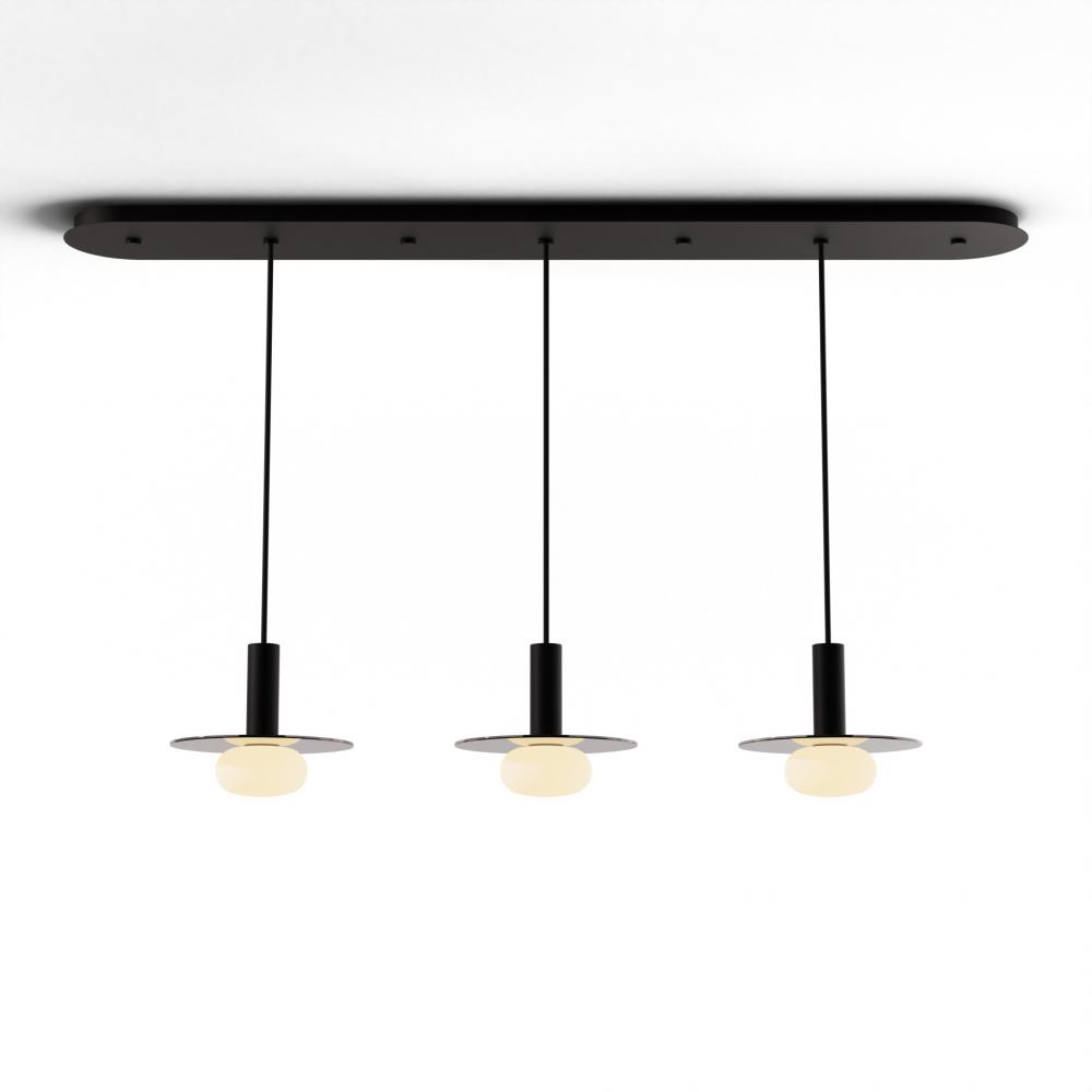 Combi Pendant 6&#34; Linear 3 Combo Matte Black with Matte Black Canopy