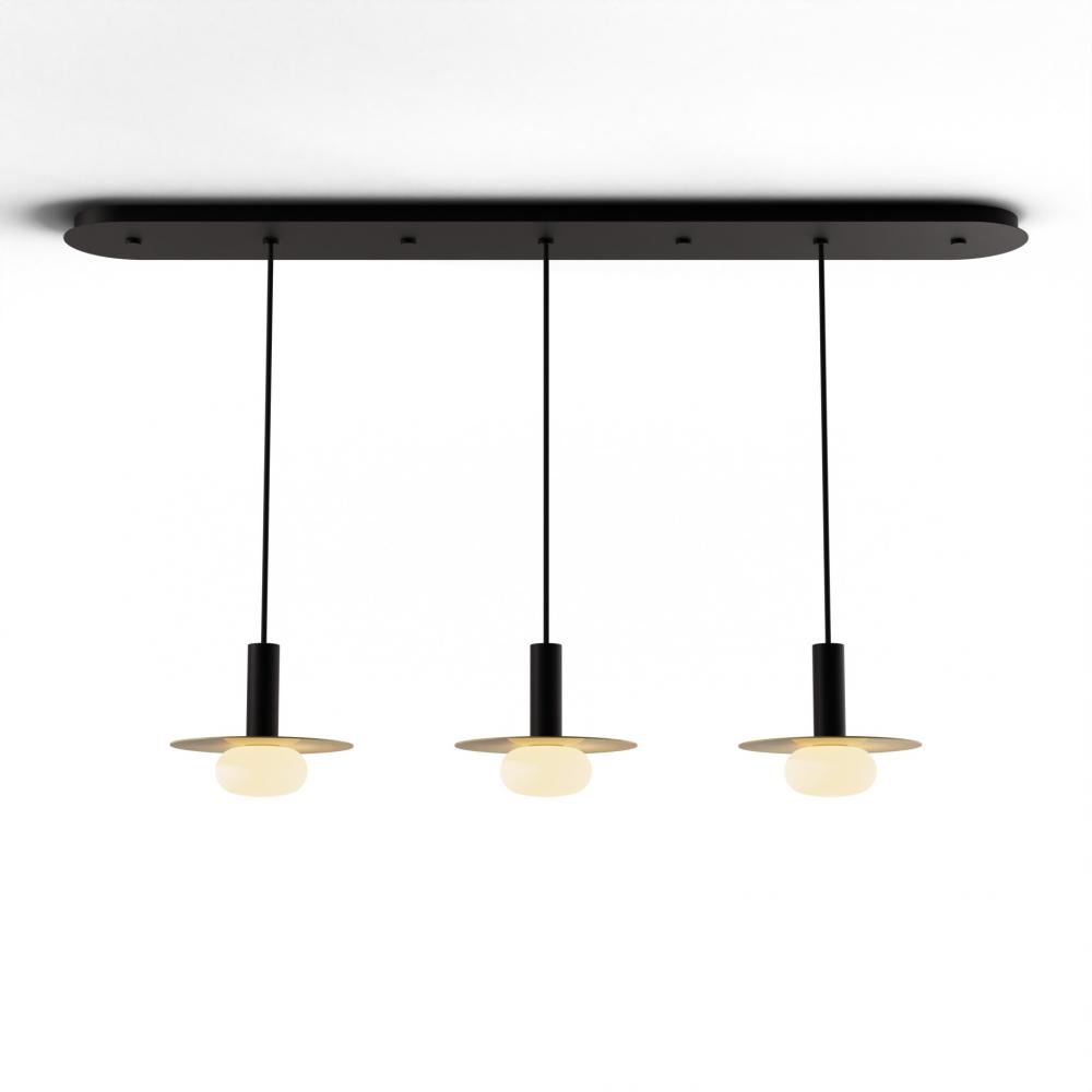 Combi Pendant 6&#34; Linear 3 Combo Matte Black with Matte Black Canopy