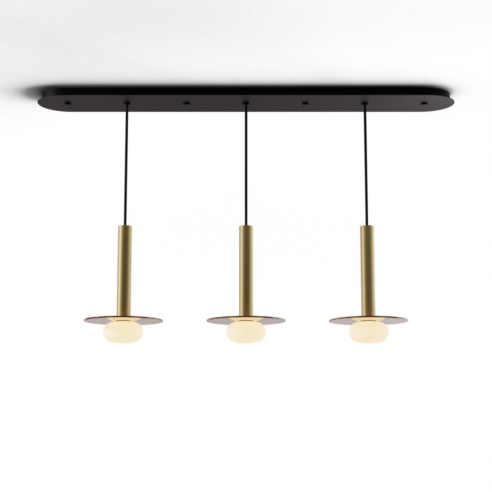 Combi Pendant 12&#34; Linear 3 Combo Brass with Matte Black Canopy