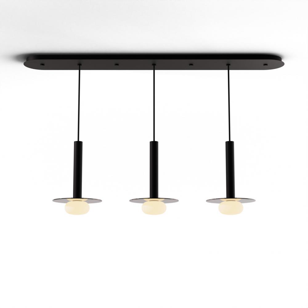 Combi Pendant 12&#34; Linear 3 Combo Matte Black with Matte Black Canopy