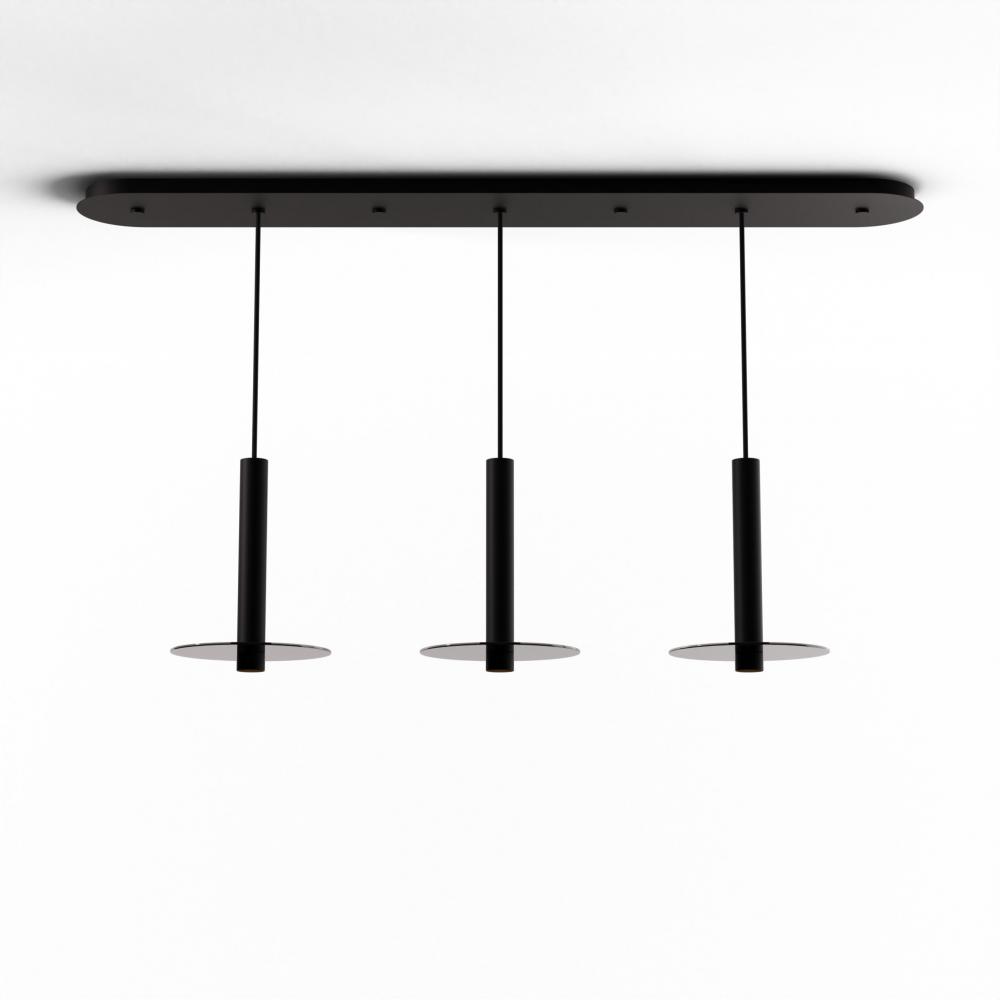 Combi Pendant 12&#34; Linear 3 Combo Matte Black with Matte Black Canopy