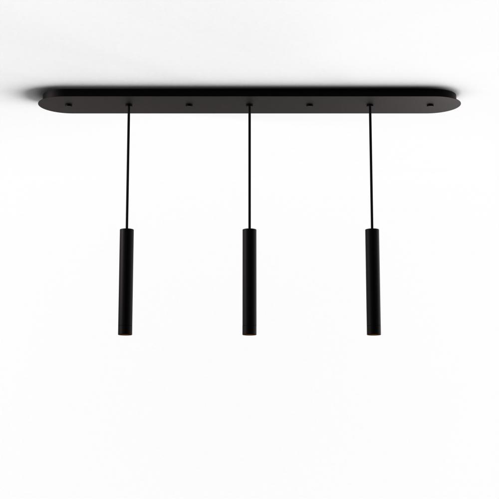 Combi Pendant 12&#34; Linear 3 Combo Matte Black with Matte Black Canopy