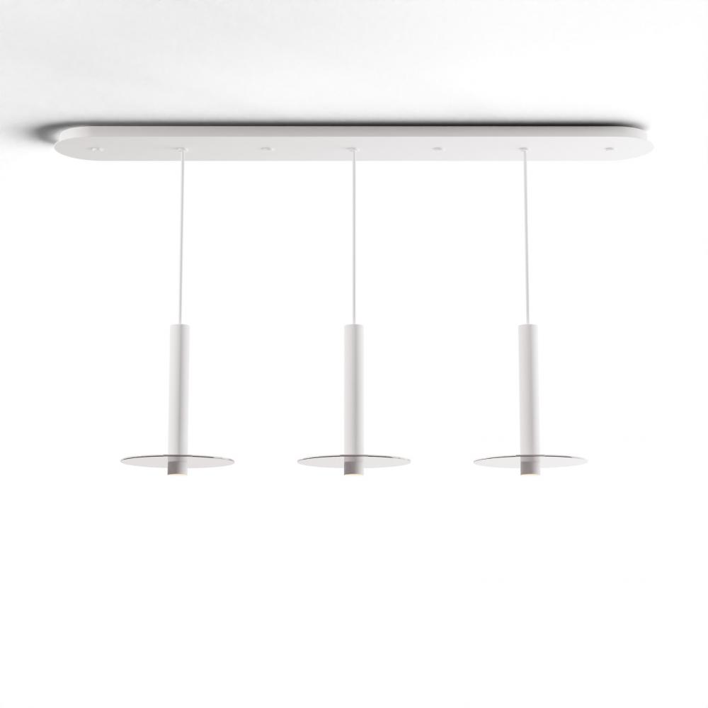 Combi Pendant 12&#34; Linear 3 Combo Matte White with Matte White Canopy