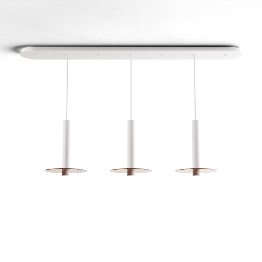 Combi Pendant 12&#34; Linear 3 Combo Matte White with Matte White Canopy