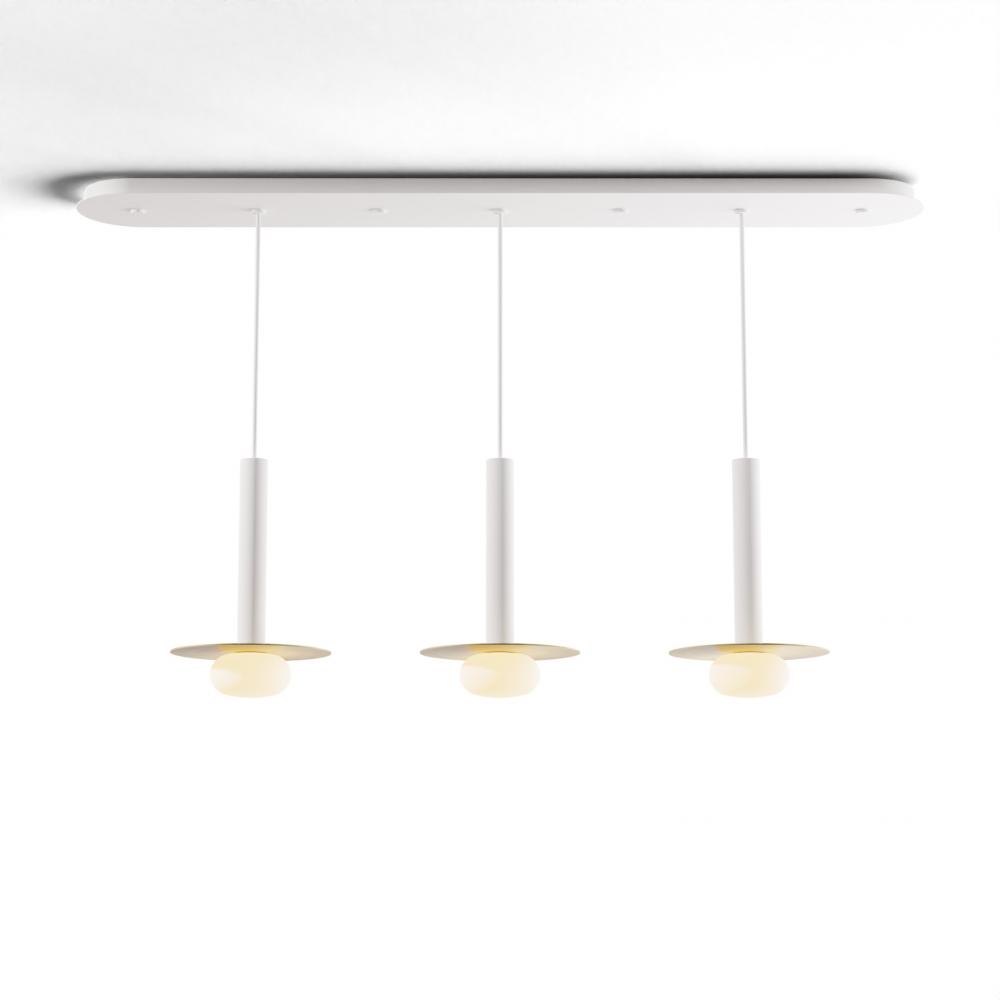 Combi Pendant 12&#34; Linear 3 Combo Matte White with Matte White Canopy