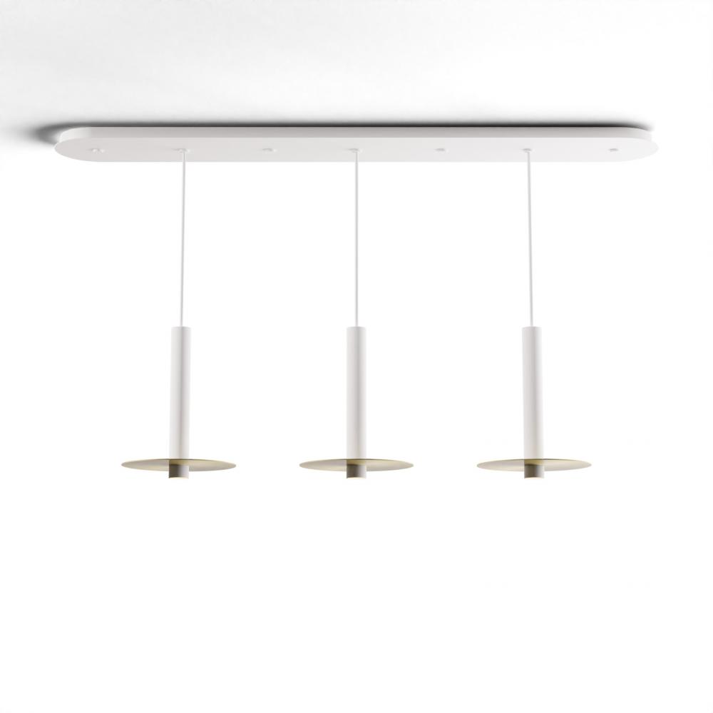 Combi Pendant 12&#34; Linear 3 Combo Matte White with Matte White Canopy