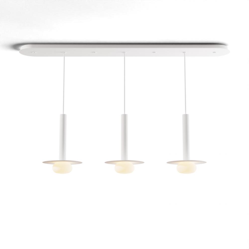 Combi Pendant 12&#34; Linear 3 Combo Matte White with Matte White Canopy