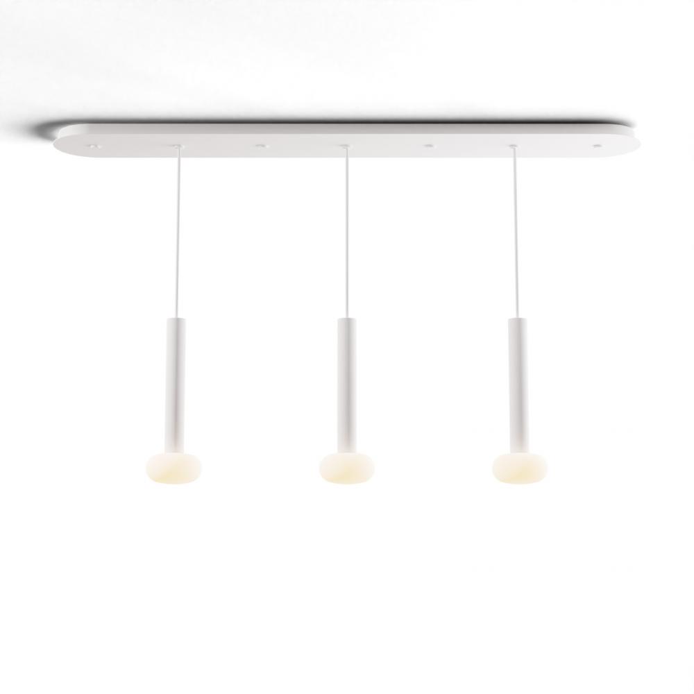 Combi Pendant 12&#34; Linear 3 Combo Matte White with Matte White Canopy