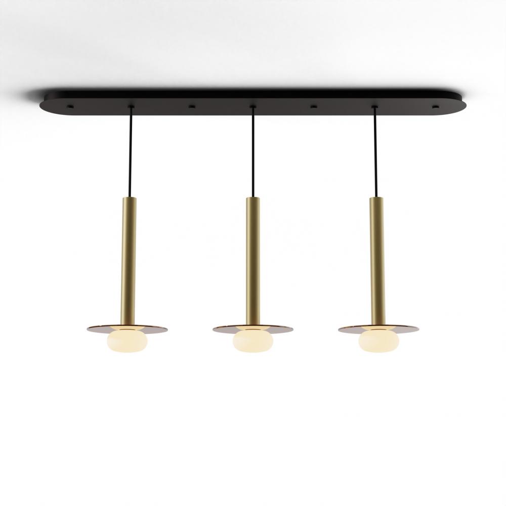 Combi Pendant 16&#34; Linear 3 Combo Brass with Matte Black Canopy