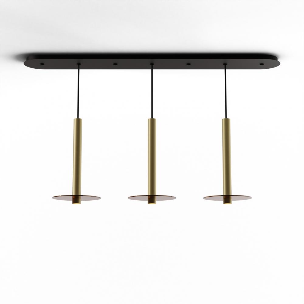 Combi Pendant 16&#34; Linear 3 Combo Brass with Matte Black Canopy