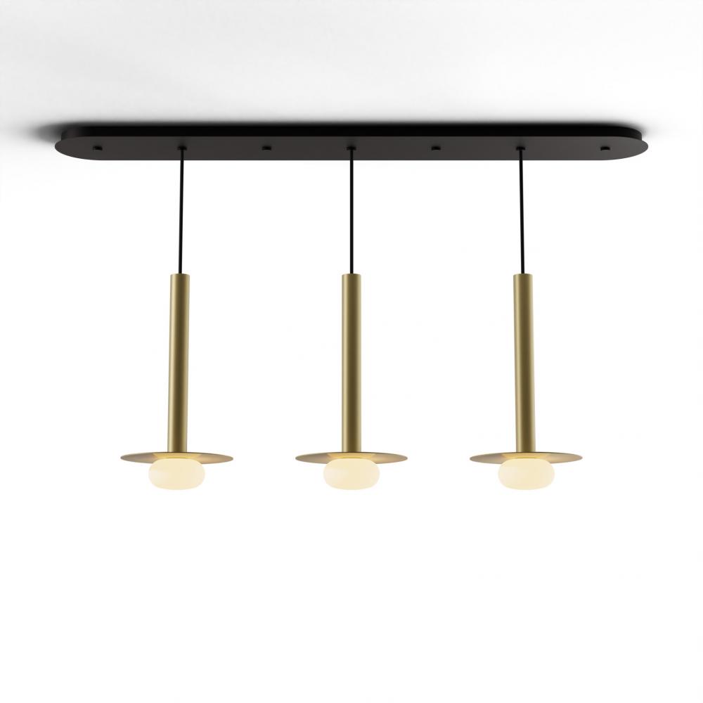 Combi Pendant 16&#34; Linear 3 Combo Brass with Matte Black Canopy