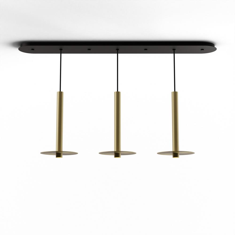 Combi Pendant 16&#34; Linear 3 Combo Brass with Matte Black Canopy