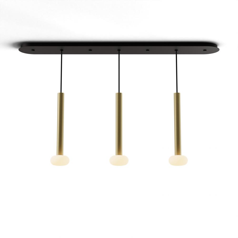 Combi Pendant 16&#34; Linear 3 Combo Brass with Matte Black Canopy