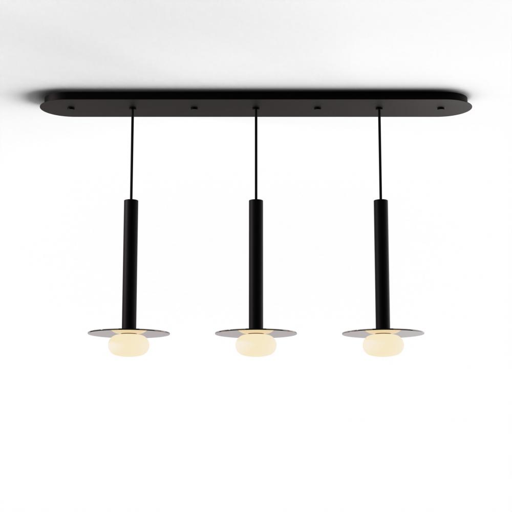 Combi Pendant 16&#34; Linear 3 Combo Matte Black with Matte Black Canopy