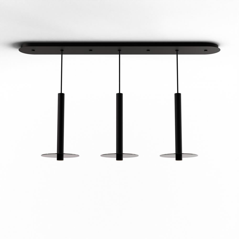 Combi Pendant 16&#34; Linear 3 Combo Matte Black with Matte Black Canopy