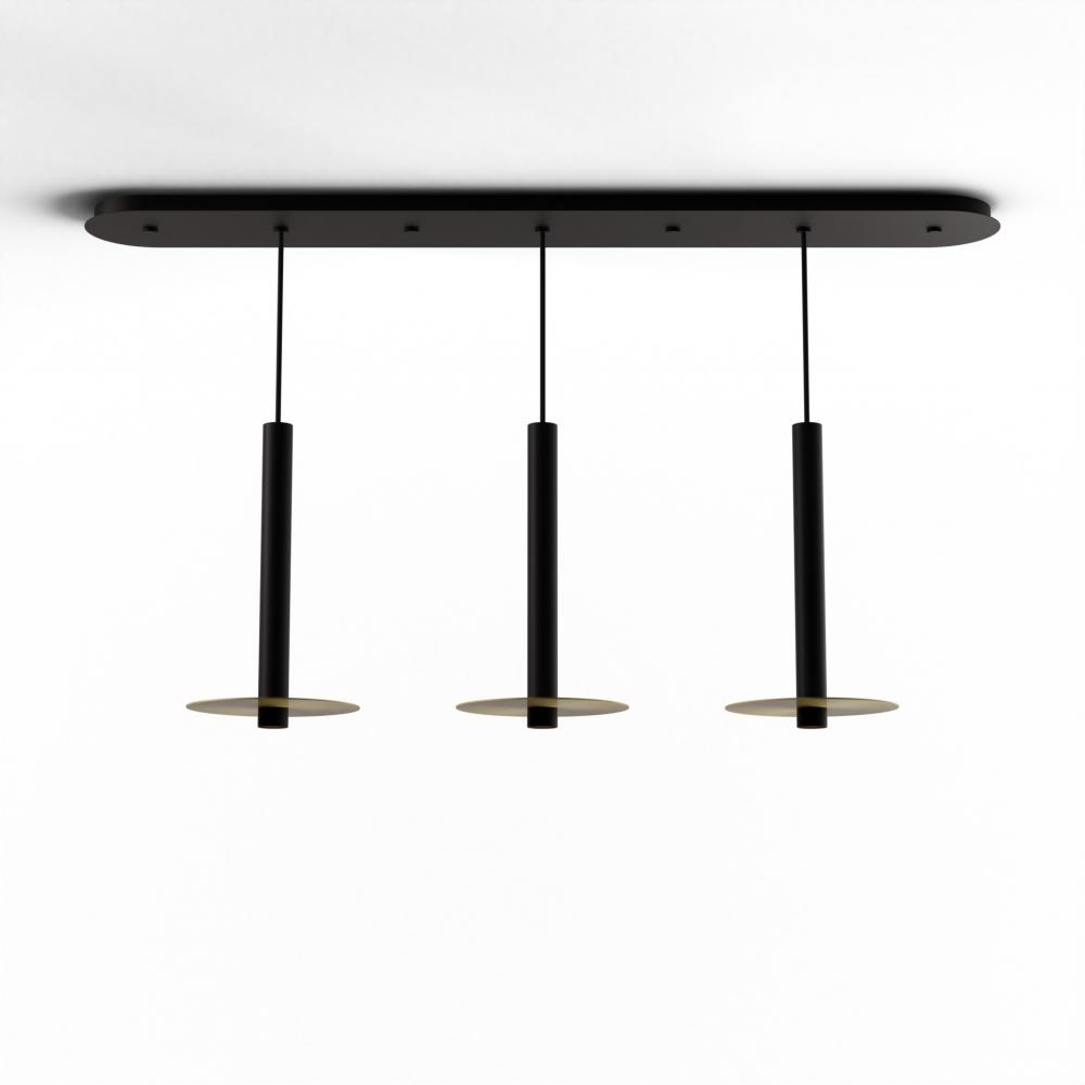 Combi Pendant 16&#34; Linear 3 Combo Matte Black with Matte Black Canopy