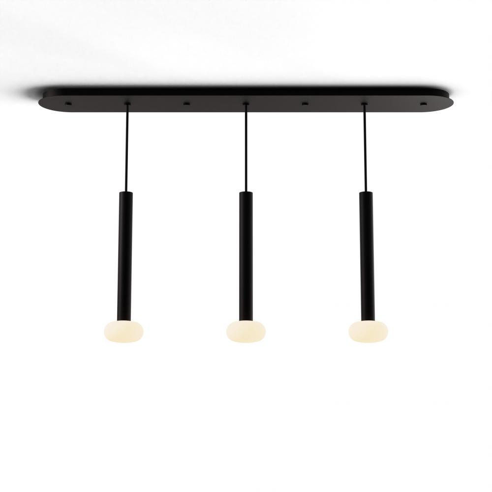 Combi Pendant 16&#34; Linear 3 Combo Matte Black with Matte Black Canopy