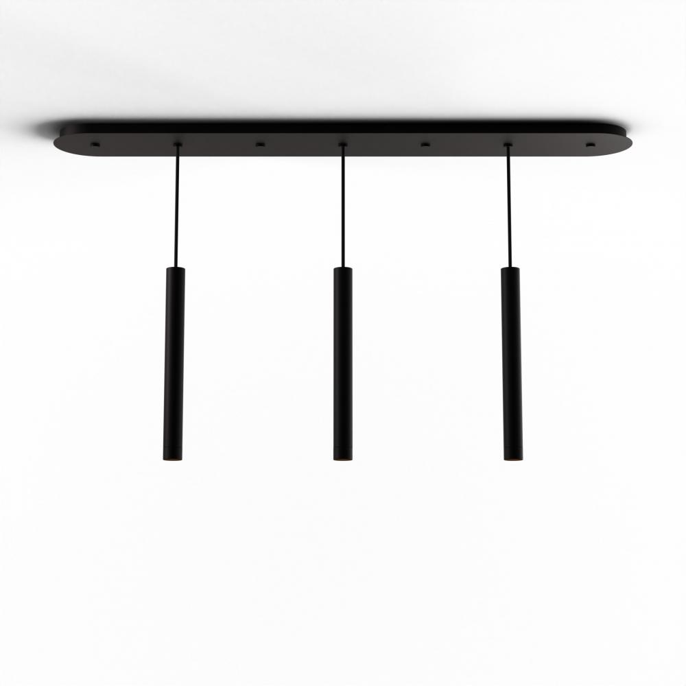 Combi Pendant 16&#34; Linear 3 Combo Matte Black with Matte Black Canopy