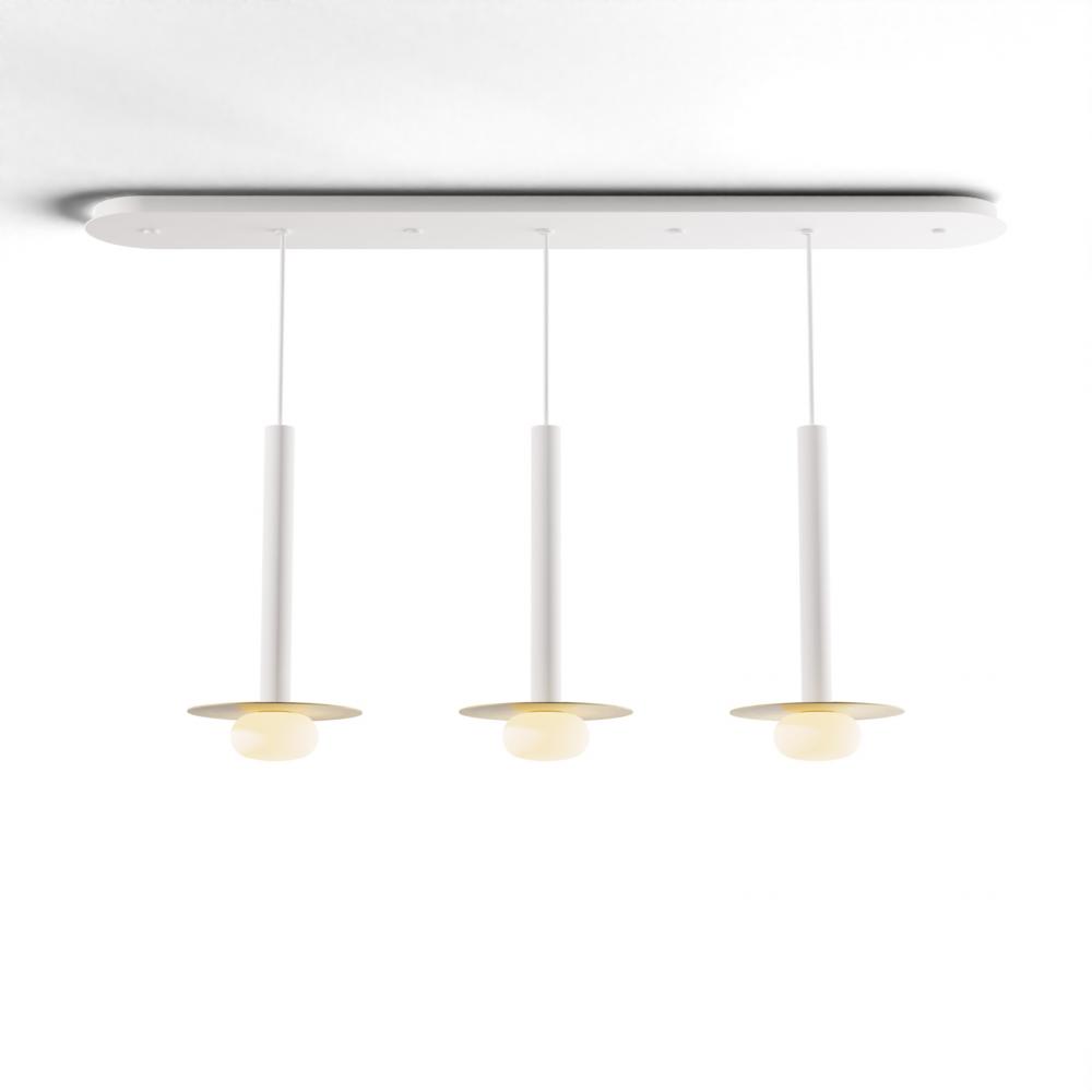 Combi Pendant 16&#34; Linear 3 Combo Matte White with Matte White Canopy