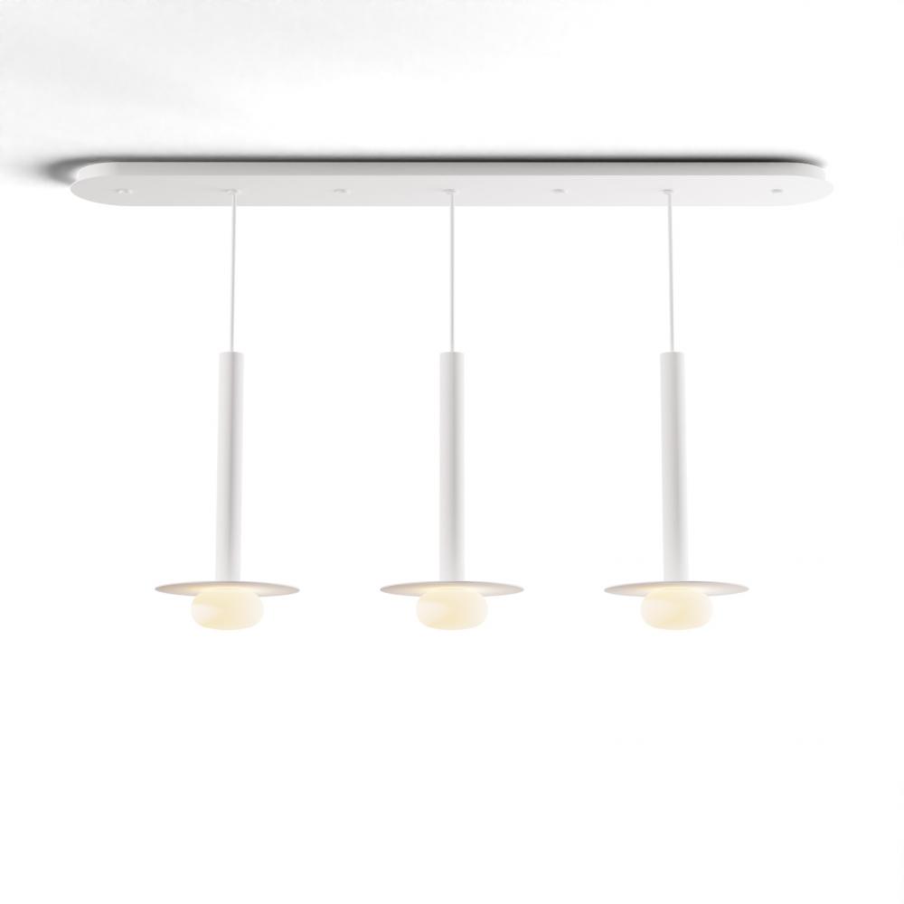 Combi Pendant 16&#34; Linear 3 Combo Matte White with Matte White Canopy