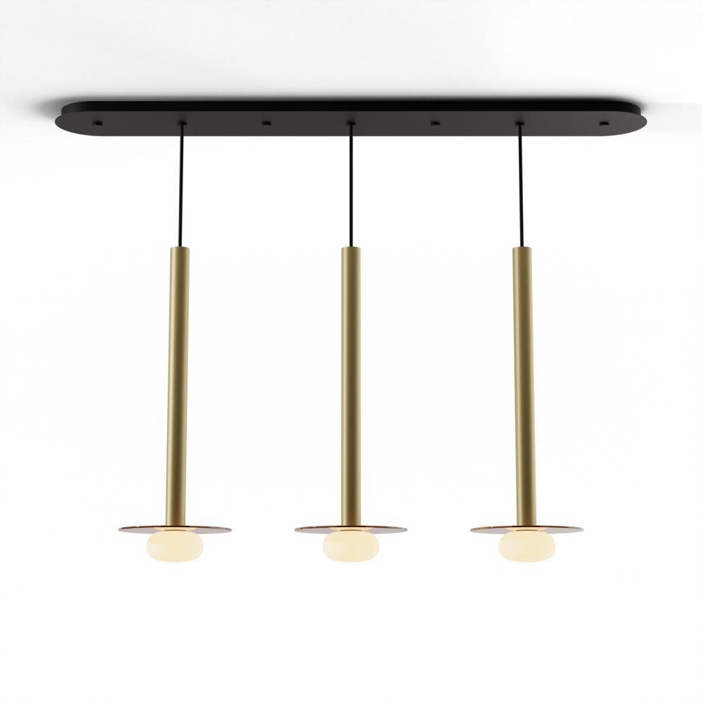 Combi Pendant 24&#34; Linear 3 Combo Brass with Matte Black Canopy